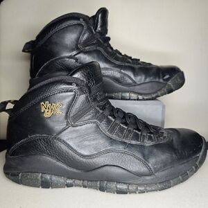 2015 Air Jordan 10 Retro NYC Sneakers -Mens 9.5-Black/Gold-310805-012-shoes,city